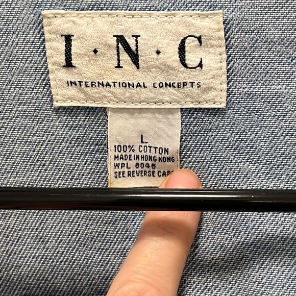 INC Blue Jean Jacket 80s Style SzL - Picture 4 of 5